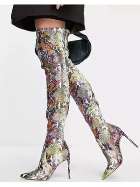 Steve Madden Multicolor Snakeskin Over-the-Knee Stiletto Boots